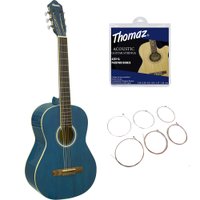 Kit Violão Acústico TCG 390 A Azul Thomaz + Encordoamento Aço 011 203SL