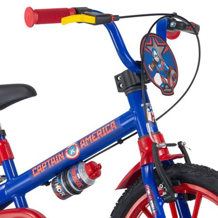 Bicicleta Infantil Aro 16 Com Rodinhas Menino Capitão América - Nathor