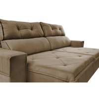 Sofá Retrátil e Reclinável 2,50m Cama inBox Tókio com Molas e Bordado 3D Velusoft Castor
