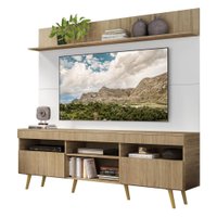 Rack Retrô com Painel e Suporte para TV até 65" Multimóveis Madri FG3374 Rustic/Branco