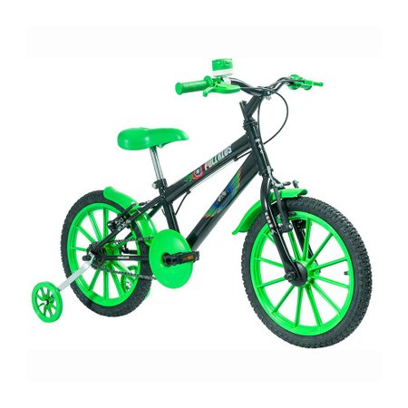 Bicicleta Polimet Infantil Polkids Freios V-Break Quadro 9/Aro 16 Preto/Verde 7154