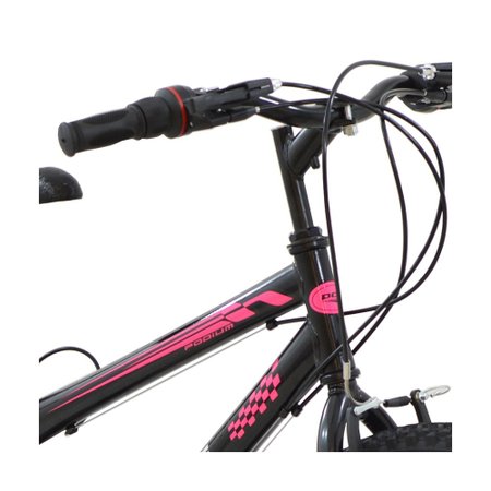 Bicicleta Polimet MTB Poli Podium Quadro 13/Aro 24/18 Velocidades Preto/Rosa 7502