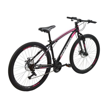 Bicicleta Polimet MTB Nitro Câmbio Shimano Quadro em Alumínio 17/Aro 29/21 Velocidades Preta/Rosa 7163