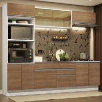 Cozinha Completa Madesa Glamy 270010 com Armário e Balcão (Sem Tampo e Pia) - Branco/Rustic