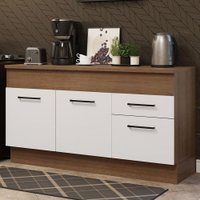 Balcão de Pia Cozinha 150 cm 2 Portas e 2 Gavetas (Com Tampo) Rustic/Branco Agata Madesa