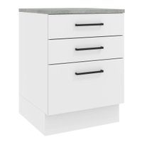 Balcão Armário de Cozinha 60 cm 3 Gavetas Branco Agata Madesa