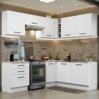 Cozinha Completa de Canto Madesa Agata 399002 com Armário e Balcão (Sem Tampo e Pia) - Branco
