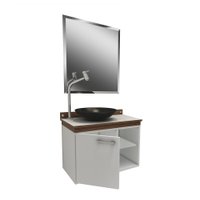 Kit Gabinete para Banheiro Dallas Vidro com Espelho e Cuba I7 Móveis