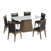 Conjunto Contemporâneo Mesa Com Base 6 Cadeiras Estofadas Móveis Canção