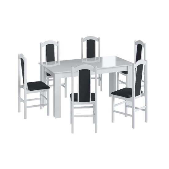 Conjunto Mesa de Jantar Retrô 6 Cadeiras 1 Cristaleira Móveis Canção