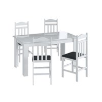 Conjunto Mesa de Jantar Fixa 4 Cadeiras Com Assento Estofado Móveis Canção