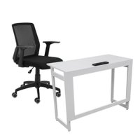 Conjunto Mesa e Cadeira para Escritório/Home Office: Mesa Dobrável com tomada + Cadeira Meet Avantti