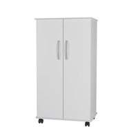 Multiuso com 2 Portas e Pés Rodízios Nara - Branco - Móveis Primus