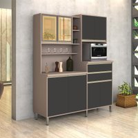 Armário de Cozinha 8 Portas com Gavetas Gabi - Connect com Grafite - Vitamov