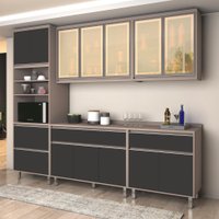 Cozinha Modulada Completa 12 Portas Agata - Connect com Grafite - Vitamov