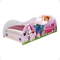 Cama Solteiro Infantil Simples Montessoriana MDF Lateral Grade Proteção Decoração Quarto Juvenil Feminino Princesa Bella