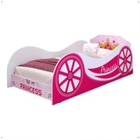 Mini Cama Infantil Carruagem Princess MDF Montessoriana Lateral Grande Proteção Resistente Tema Quarto Menina Rosa - RPM