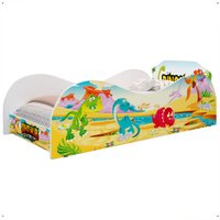 Mini cama Infantil Dinossauro World MDF Montessoriana Colchão Confortável D20 Incluso Decoração Jurássica Quarto Menino