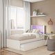 Bicama com Cama Auxiliar Solteiro Barcelona com 1 Colchão - Branco com Rosa ou Lilás
