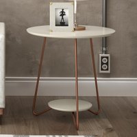 Conjunto Mesa Centro e Apoio Liz com Pés de Ferro Off White - RPM Móveis