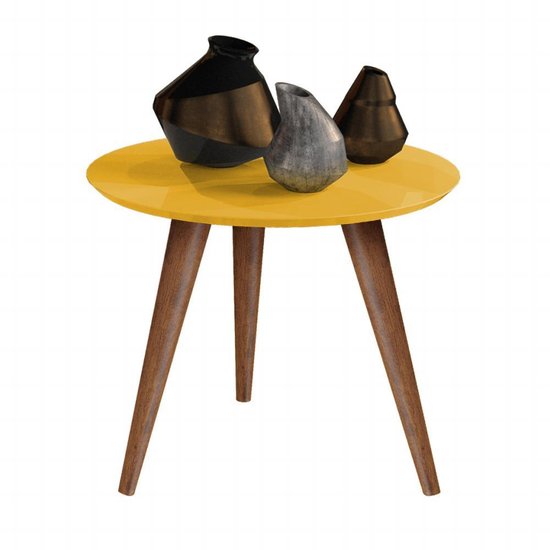 Conjunto 3 Mesas Centro / Lateral / Apoio Retrô Cissa - Amarelo - Compre Aqui