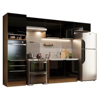 Cozinha Completa Madesa Lux 340001 com Armário e Balcão - Rustic/Preto