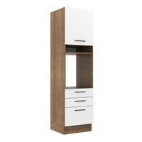 Torre Quente Armário de Cozinha 60 cm 1 Porta 3 Gavetas Rustic/Branco Agata Madesa