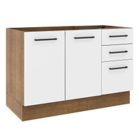 Balcão de Pia Cozinha 2 Portas e 3 Gavetas Rustic/Branco Agata Madesa