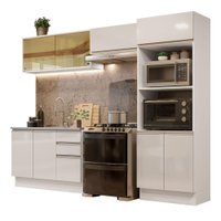 Cozinha Completa 100% MDF Madesa Acordes 270008 com Armário e Balcão Frentes - Branco Brilho