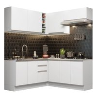 Cozinha Completa de Canto Madesa Glamy 349003 com Armário e Balcão (Sem Tampo e Pia) - Branco
