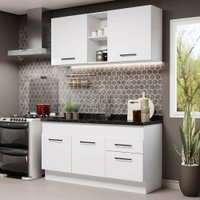 Cozinha Compacta Madesa Agata 150002 com Armário e Balcão (Sem Tampo e Pia) - Branco