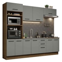 Cozinha Completa Madesa Agata 270001 com Armário e Balcão (Sem Tampo e Pia) - Rustic/Cinza