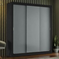Guarda-Roupa Casal Madesa Mônaco 3 Portas de Correr - Preto/Cinza