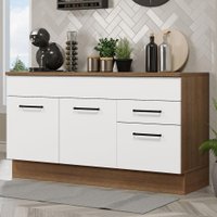 Balcão Gabinete de Pia Cozinha 150 cm 2 Gavetas 2 Portas (Com Tampo) Rustic/Branco Agata Madesa
