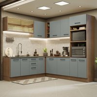 Cozinha Completa de Canto Madesa Agata 459001 com Armário e Balcão (Sem Tampo e Pia) - Rustic/Cinza