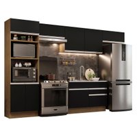 Cozinha Completa Madesa Glamy 350001 com Armário e Balcão (Sem Tampo e Pia) - Rustic/Preto