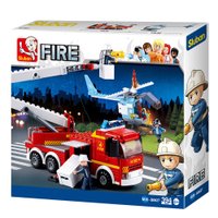 Blocos de Montar Caminhão de Bombeiro + Helicóptero 394 Peças Indicados para +6 Anos Multikids