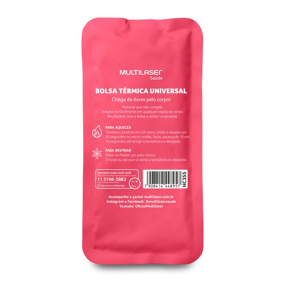 Bolsa Térmica de Gel Rosa Multilaser Saúde - HC355