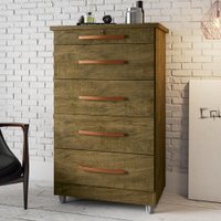Cômoda Emas 5 Gavetas com 1 Chave - Amendoa Wood - Móveis Primus