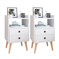 Jogo 2 Mesas de Cabeceira Pequena Kit Mesinhas Apoio Nicho Gavetas Decoração Quarto Casal Retrô Dream - Branco - RPM