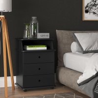 Mesa de Cabeceira Luxo com 3 Gavetas - Preto - EJ Móveis