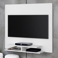 Painel Quênia Tv 32 Polegadas Prateleira Organizadora Porta Objetos Decoração Sala Quarto Multiuso - Branco - RPM Móveis