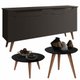 Conjunto Sala com Aparador Buffet / Mesa de Centro e Lateral Cissa - Preto - RPM Móveis