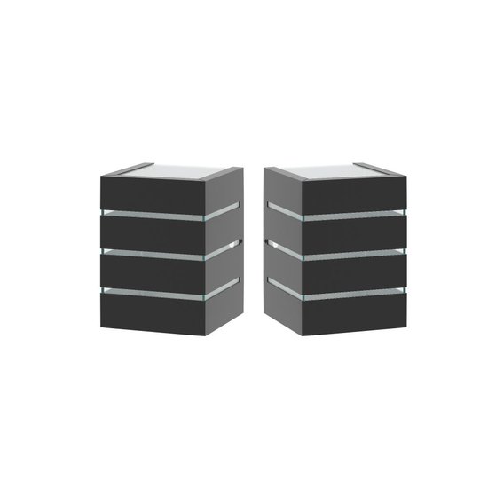 Kit 2 Arandelas de Parede Plus 1205 Preto com Focos e 3 Frisos - RPM Móveis