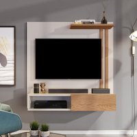 Painel Para TV 32 Polegadas Flow com Porta - Off White com Nature - RPM Móveis