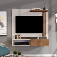 Painel Para TV 32 Polegadas Flow com Porta - Off White com Freijó - RPM Móveis