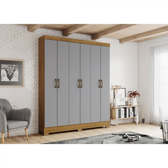 Guarda Roupa Henn Briz B54 6 Portas 2 Gavetas Sem Espelho