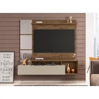 Painel Caemmun Inbox Suspenso Com Espelho E Nichos Para Tv Até 65 Polegadas Jatoba/Off White