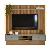 Painel Linea Brasil Authentique Para TV 75 Polegadas Ripado Com LED Amendoa/Titanio