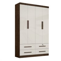 Roupeiro Zanzini Maximus Plus Com 4 Portas e 4 Gavetas Jacaranda/Off White